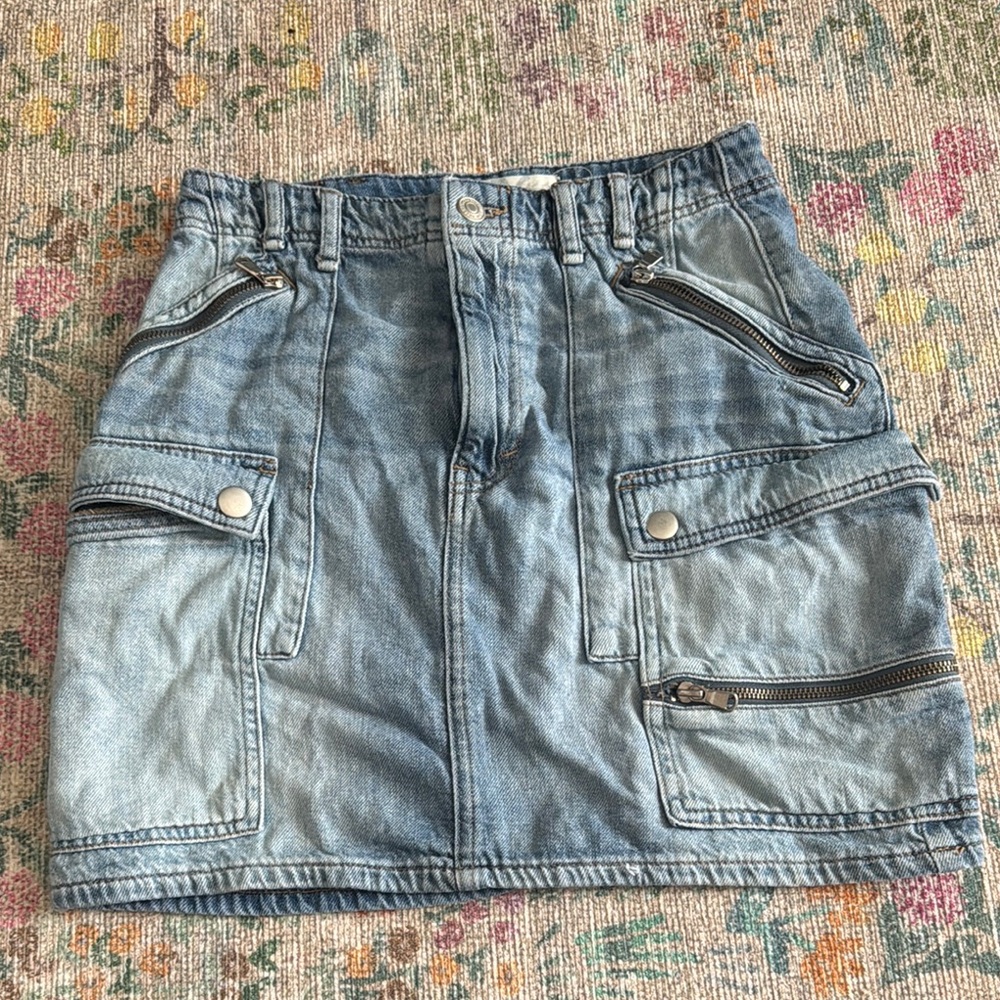 Free People Blue Mini Cargo Skirt